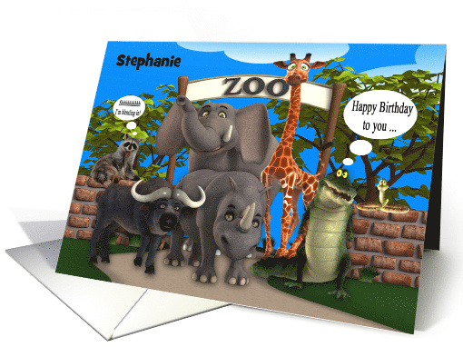 Birthday Custom Name with Zoo Animals and a Raccoon... (1303626)