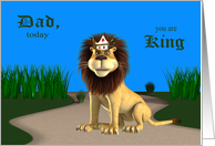 Father’s Day to Dad, humor, Lion with a jeweled crown on his head card
