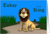 Birthday with a Proud Lion Wearing a Jeweled Crown on his Head card