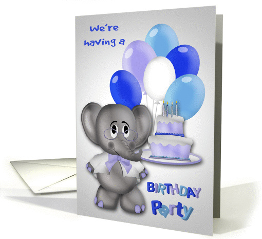 Invitations, Birthday Party, general, elephant with cake... (1309206)