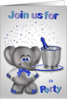 Invitations, Party, any occasion, elephant with champagne, stars card