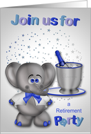 Invitations, Retirement Party, general, elephant with champagne card