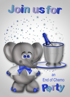Invitations, End Of Chemo Party, general, elephant with champagne