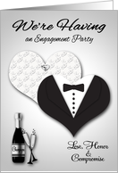 Invitations, Engagement Party, general, bride and groom hearts card