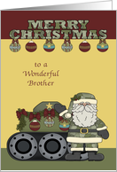 Christmas to Brother in the Army, Santa Claus with a tank, ornaments card