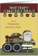 Christmas to Second Cousin in the Army, Santa Claus with a tank card