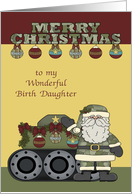 Christmas to Birth Daughter in the Army, Santa Claus with a tank card