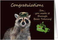 Congratulations To Son, Completing Basic Training, Canada, raccoon card