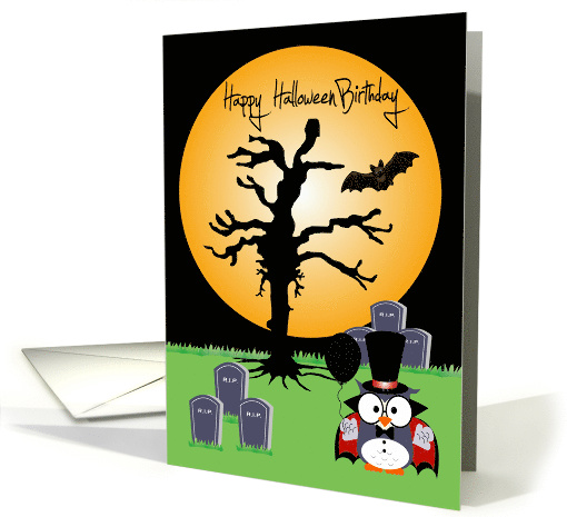 Birthday on Halloween, general, Vampire Owl at a grave... (1329284)