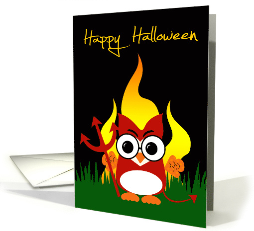 Halloween Card with a Devil Holding a Pitchfork in Front... (1329582)