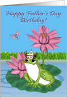 Birthday On Father’s Day, general, Frog wearing a crown on a lily pad card