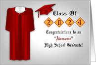 Congratulations on 2024 High School Graduation with a Female Red Gown card