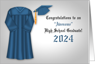 Congratulations on High School Graduation 2024 with a Blue Gown card