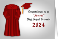 Congratulations on High School Graduation 2024 with Red Gown card