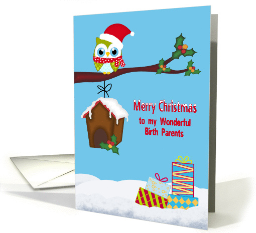 Christmas To Birth Parents, Cute owl sitting on a tree... (1331612)