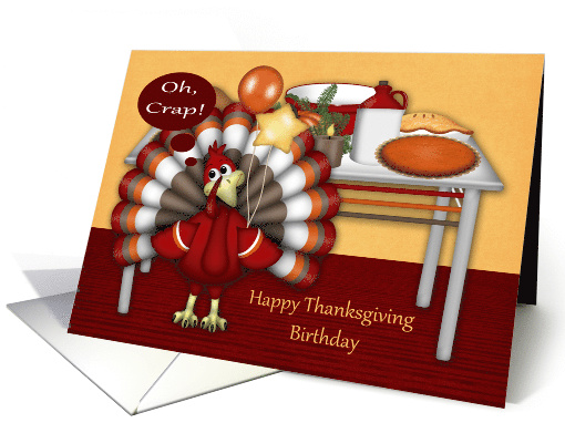 Birthday On Thanksgiving with an Adorable Turkey Holding... (1338444)