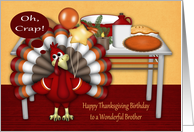 Birthday On Thanksgiving to Brother, Cute turkey with table setting card