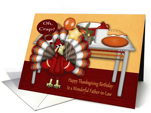 Birthday On Thanksgiving to Father-in-Law, Cute turkey,... (1339100)