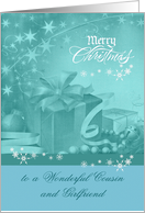 Christmas to Cousin and Girlfriend, Presents, Bows, Ornaments card
