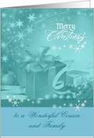 Christmas to Cousin and Family with a Beautiful Display of Presents card