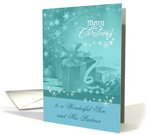 Christmas to Son and Partner with an Elegant Display of Presents card