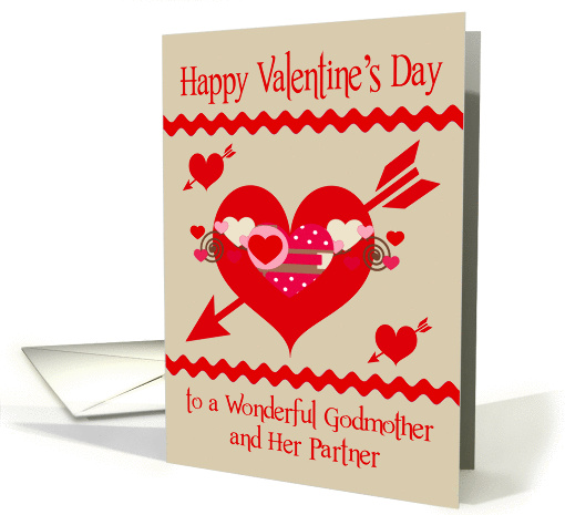 Valentine's Day To Godmother and Partner, red, white and... (1345736)