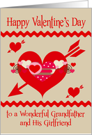Valentine’s Day To Grandfather and Girlfriend, red, white, pink hearts card