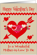 Valentine’s Day To Mother-in-Law To Be, red, white and pink hearts card