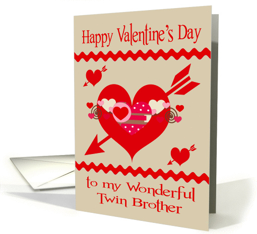 Valentine's Day To Twin Brother, red, white and pink... (1346574)