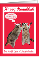 Happy Hanukkah to nurse educators, general, raccoon with nurse hat card