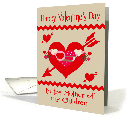 Valentine's Day to Mother of Children, red, white and pink hearts card
