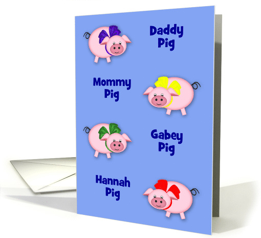 Custom name little piggies with colorful bows on a solid... (1472672)