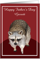 Father’s Day Custom Name with a Beautiful Racoon on Burgundy card