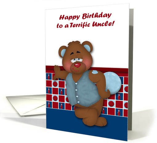 Birthday to Uncle with Bowling Theme a Handsome Bear... (1505180)