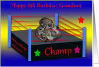 Birthday Custom Relation Age and Name with a Wrestling Theme card