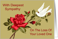Sympathy for Loss Of Loved One with a White Dove and a Red Rose card