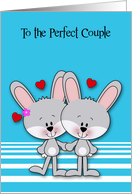 Wedding Anniversary with an Adorable Bunny Couple and Hearts card