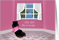 Encouragement to Female with a Pomeranian with her Head In a Corner card