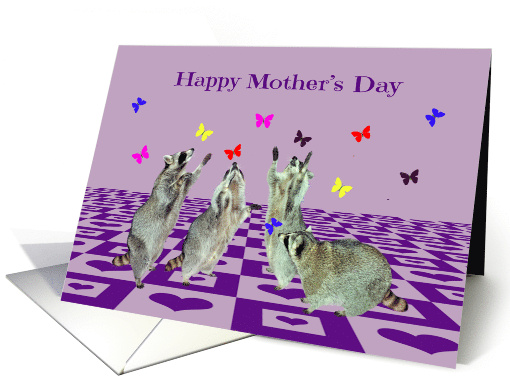 Mother's Day Four Adorable Raccoons Playing with Colorful... (593265)