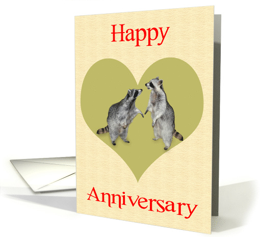 Anniversary to Spouse Card with Raccoons Looking at Each Other card