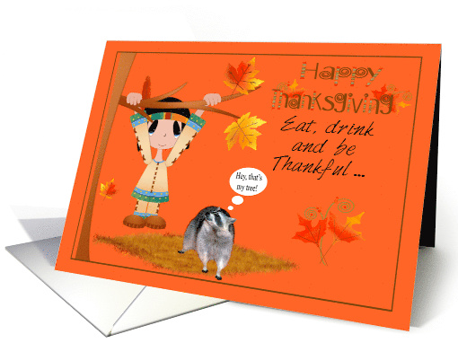 Thanksgiving with a Native American Boy Hanging from Tree... (609429)