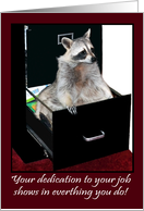 Business, Thank You, employee appreciation, Raccoon in file cabinet card