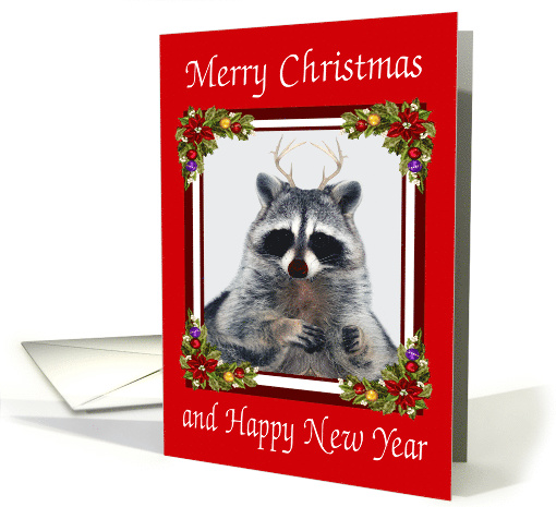 Christmas, general, Red Nose Raccoon with antlers,... (699126)