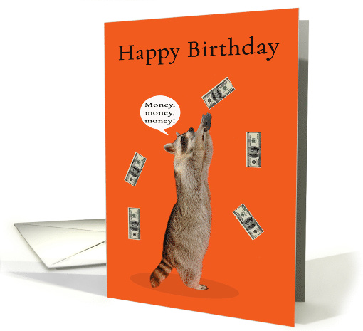 Birthday Money Enclosed Card with a Raccoon and Money... (713299)