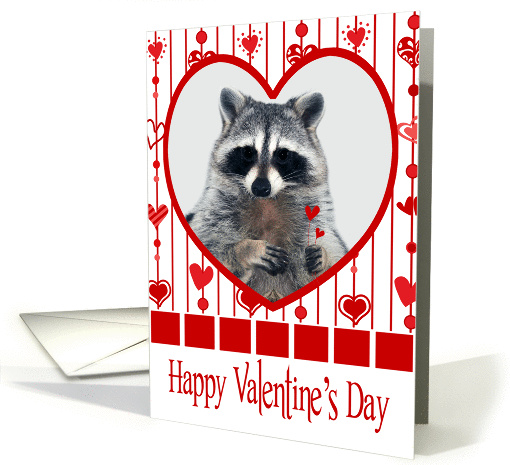 Valentine's Day, general, Raccoon in red heart holding... (719699)