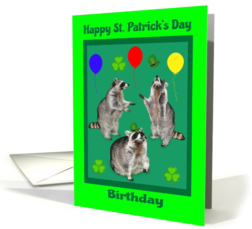 Birthday on St. Patrick's Day with Raccoons, Shamrocks and... (733235)