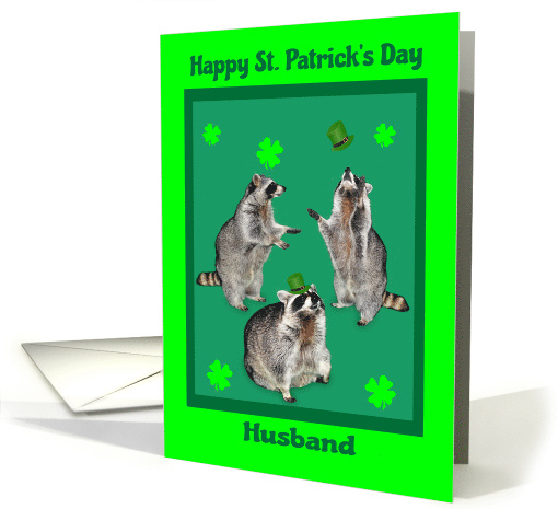 St. Patrick's Day to Husband, raccoons with hats,... (733556)