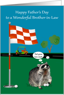 Father’s Day to Brother in Law a Raccoon with Golf Balls on the Green card