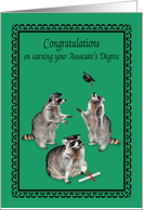 Congratulations, Associate’s Degree, raccoons with graduation caps card