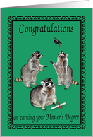 Congratulations on Earning Master’s Degree with Raccoons and Diploma card
